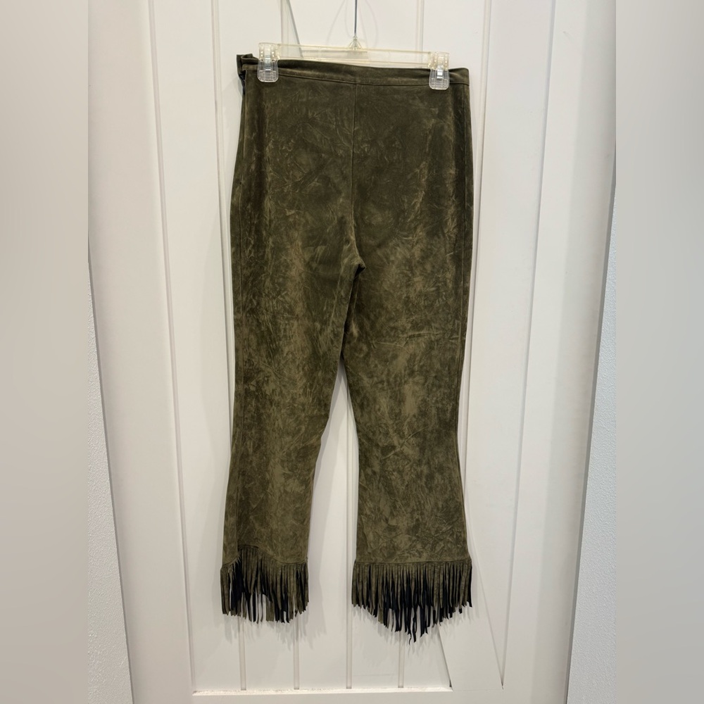 On Nest Pas Des ANGES Olive Green Fringe Pants - Picture 10 of 16
